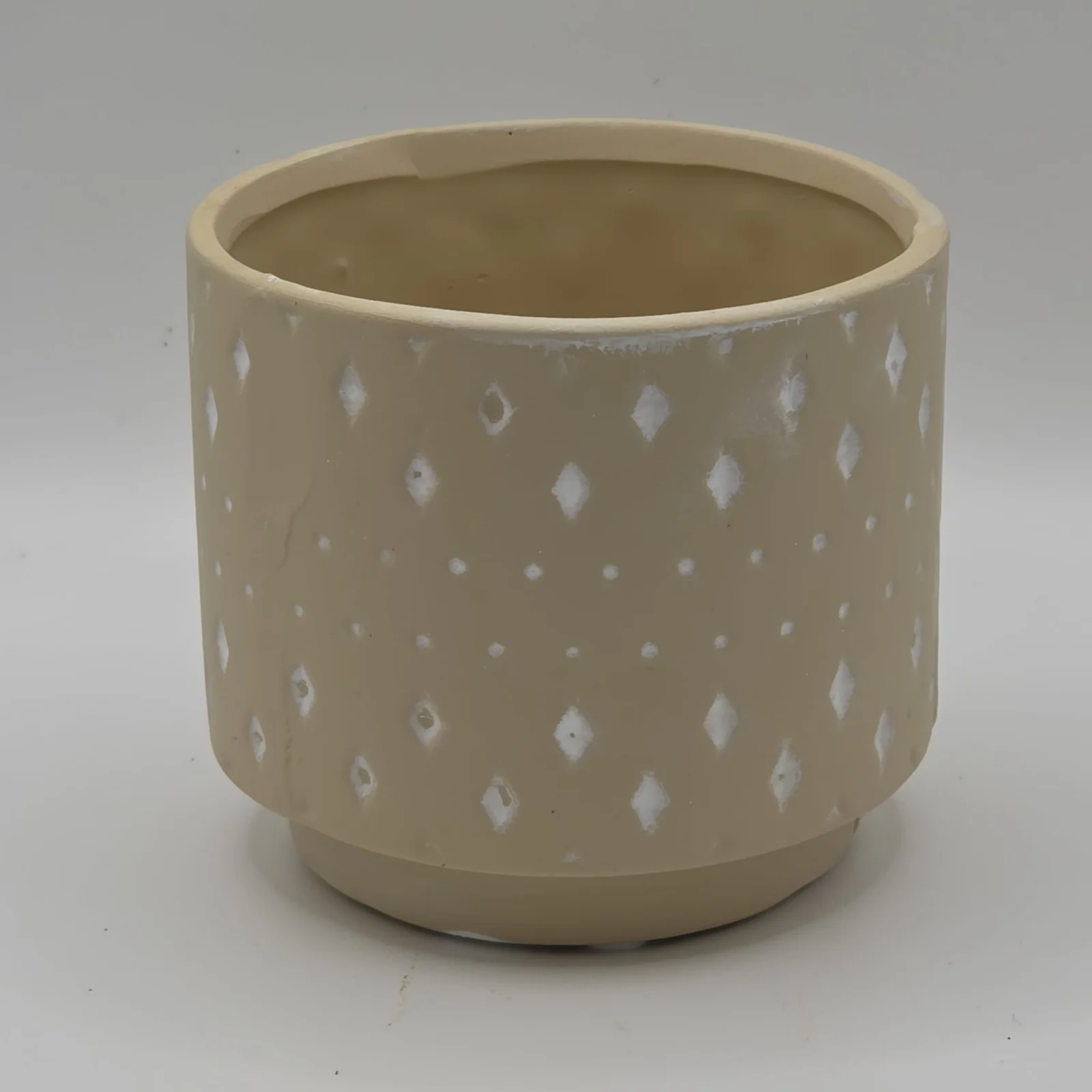 Amira Pot 3" ceramic planter with white dot pattern, neutral beige finish.