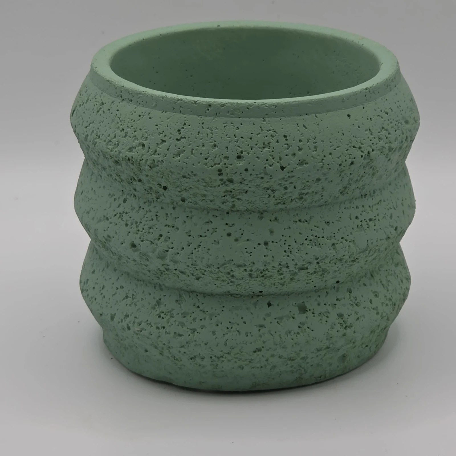 Celeste Pot 3" sage green speckled ceramic planter with textured ribbed design